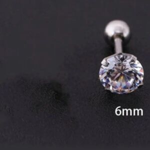 Crystal Inlaid Rhinestone Zircon Stainless Steel Stud Earrings 4 Prong Ear Bone